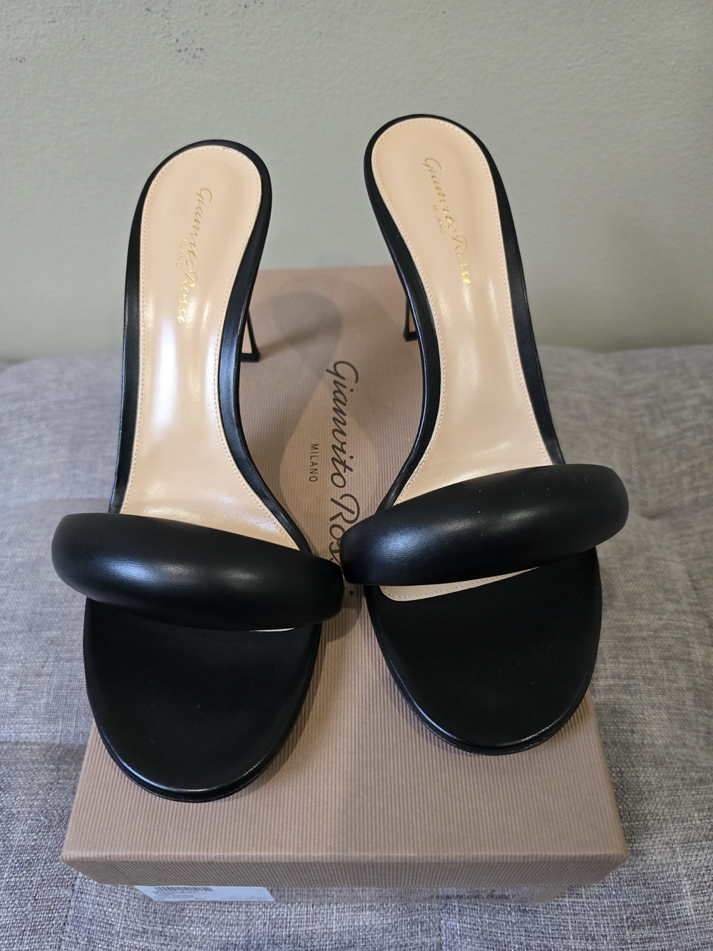 Gianvito Rossi Black Padded Strap Slide Mules - Picture 3 of 6